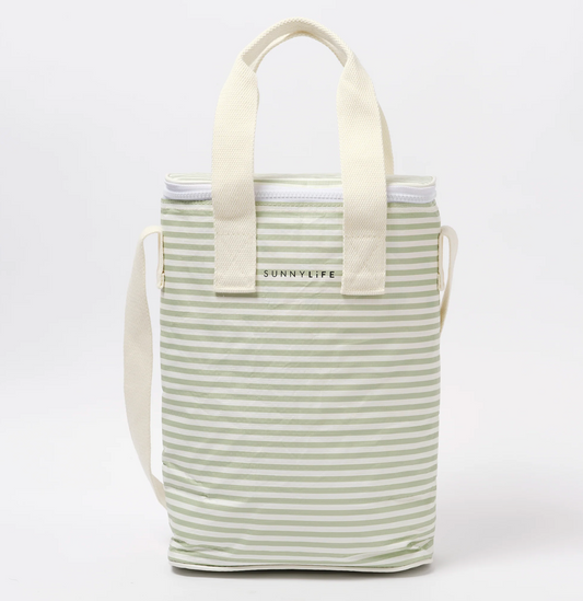 Light Cooler Drinks Bag La Palma Sage Stripe