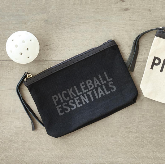 Pickleball Essentials Black Canvas Pouch