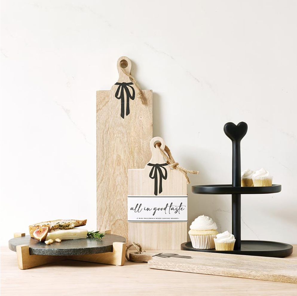 Black Marble Board on Wood Stand