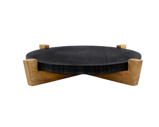 Black Marble Board on Wood Stand