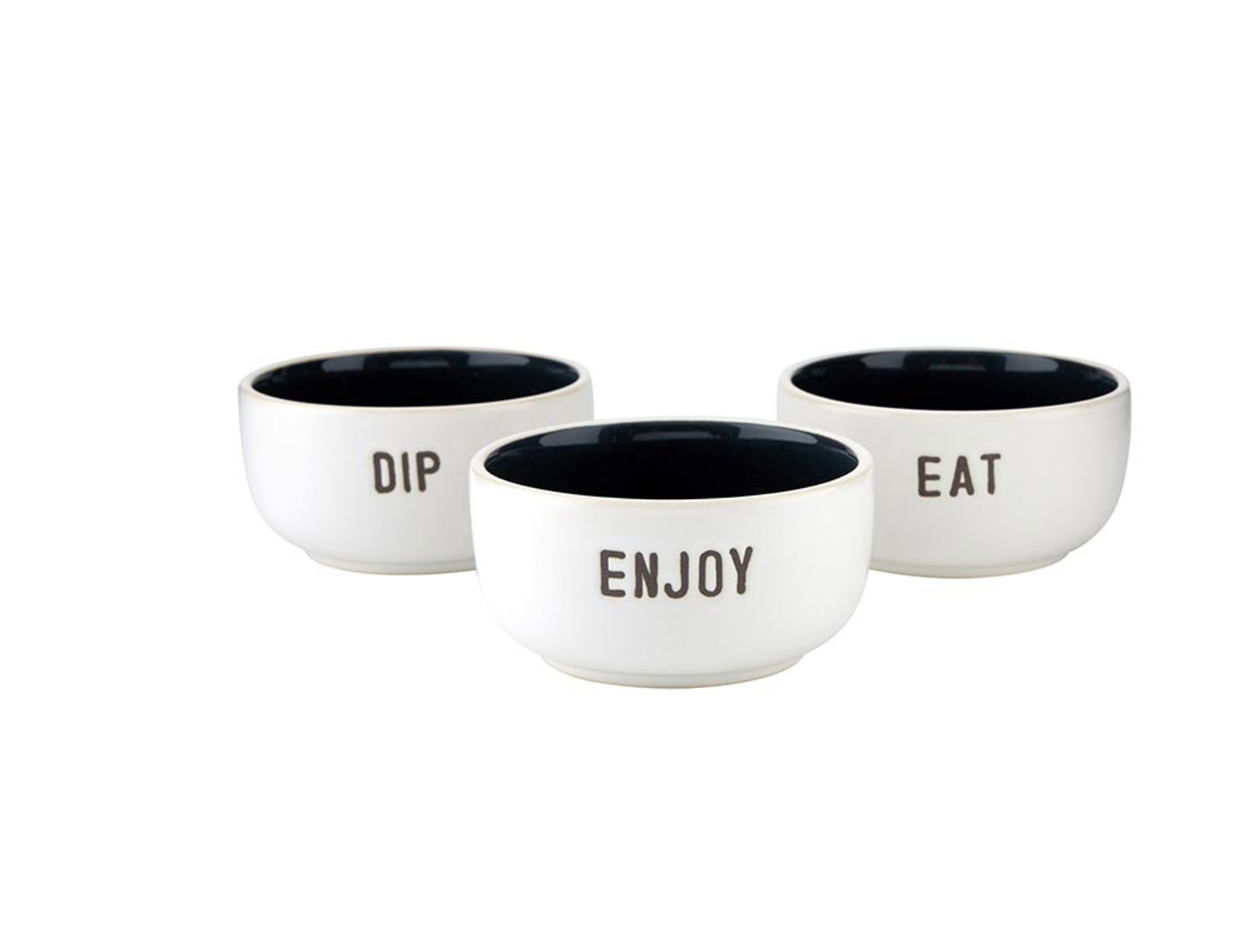Ceramic Dip Bowl Set - Eat Dip Enjoy