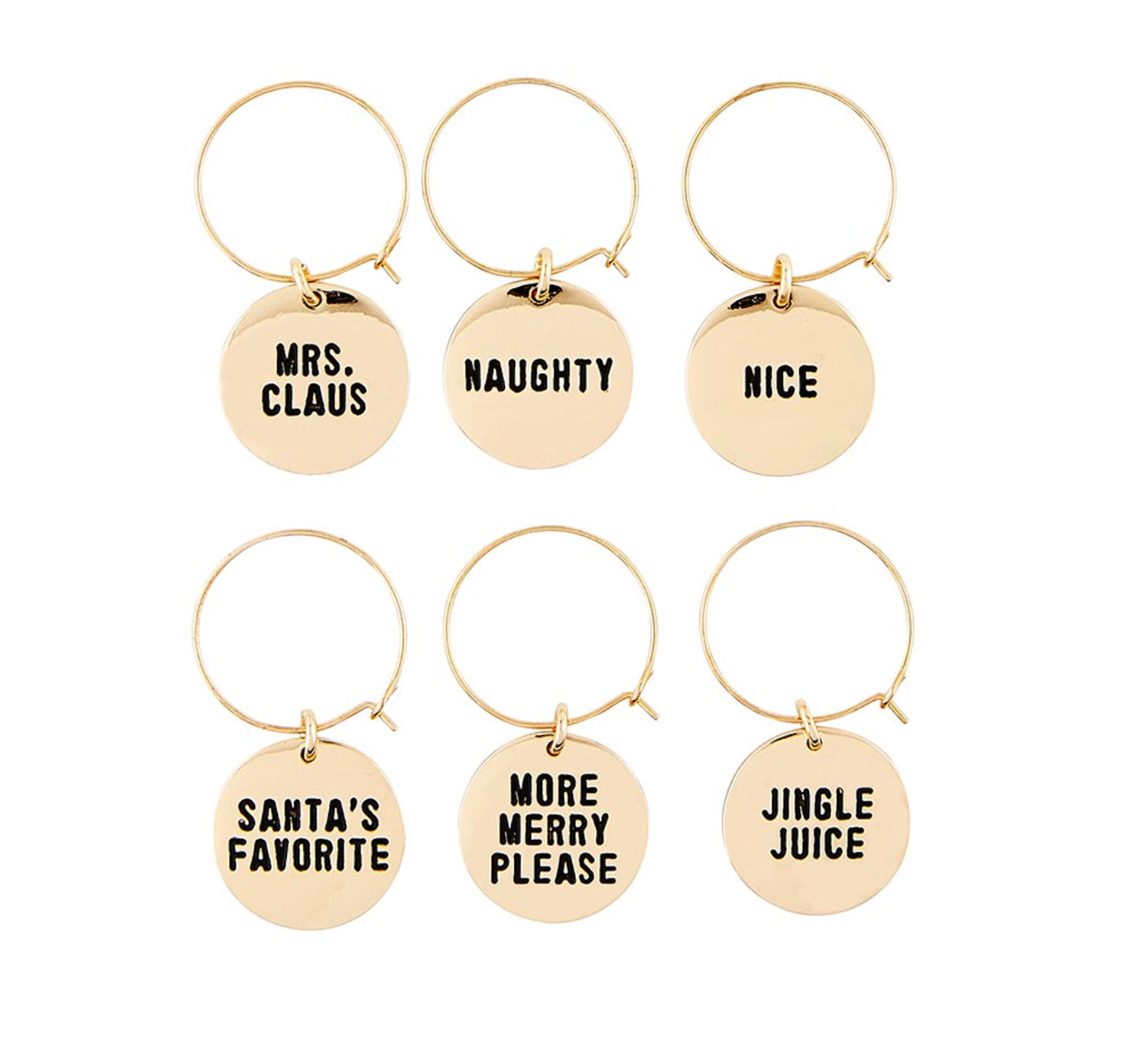 Holiday Wine Charms in Wood Box - Spirits Bright - Set of 6
