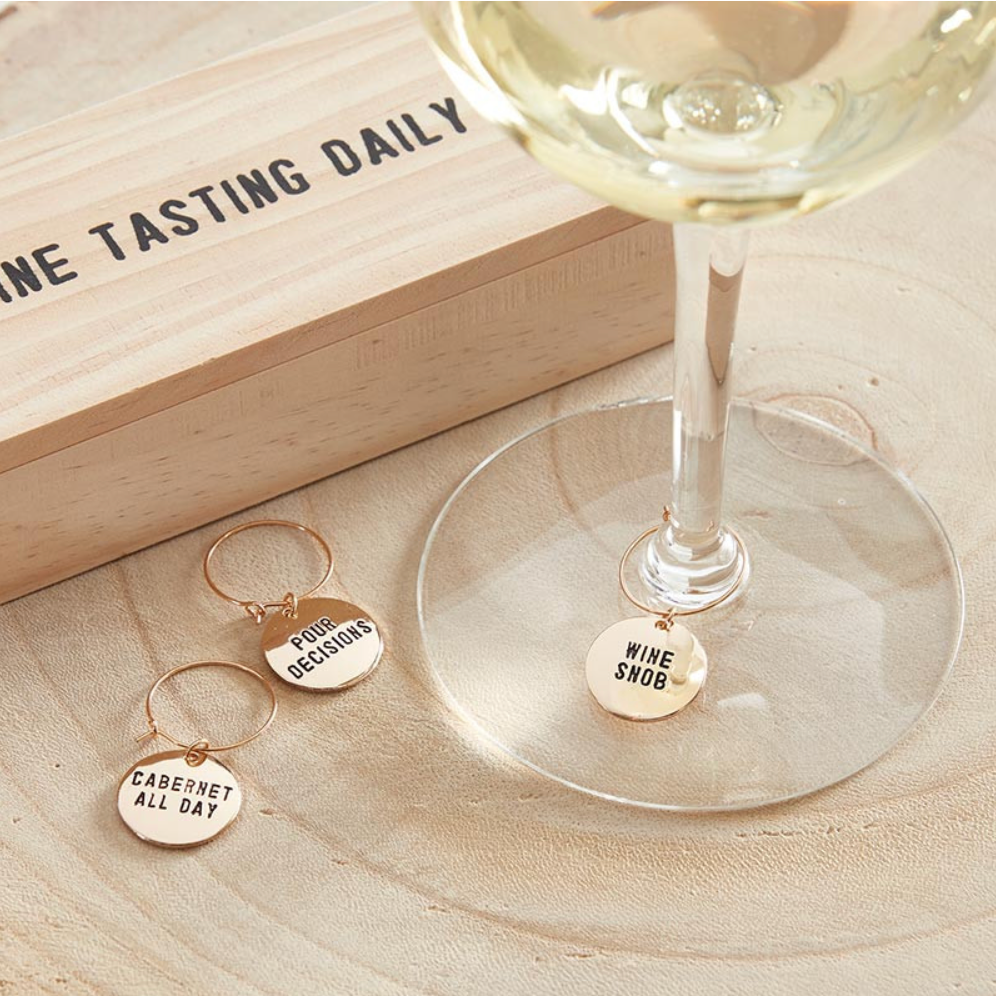 Wine Tasting Daily-Gold Wine Charms