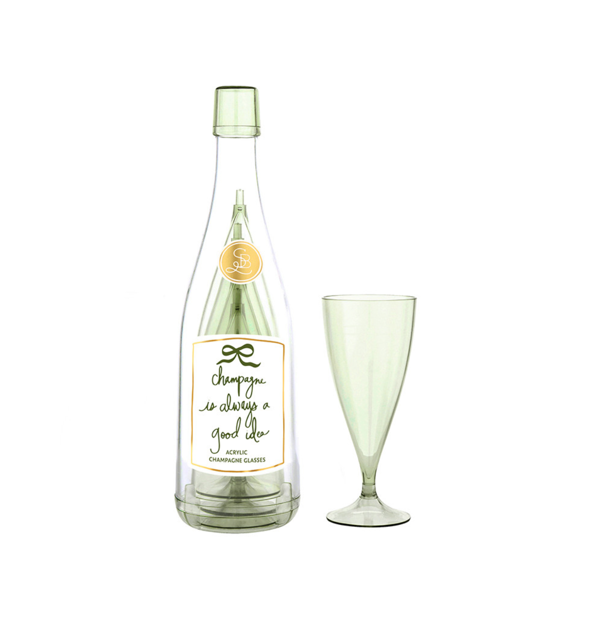 Acrylic Champagne Bottle + Glasses - Good Idea