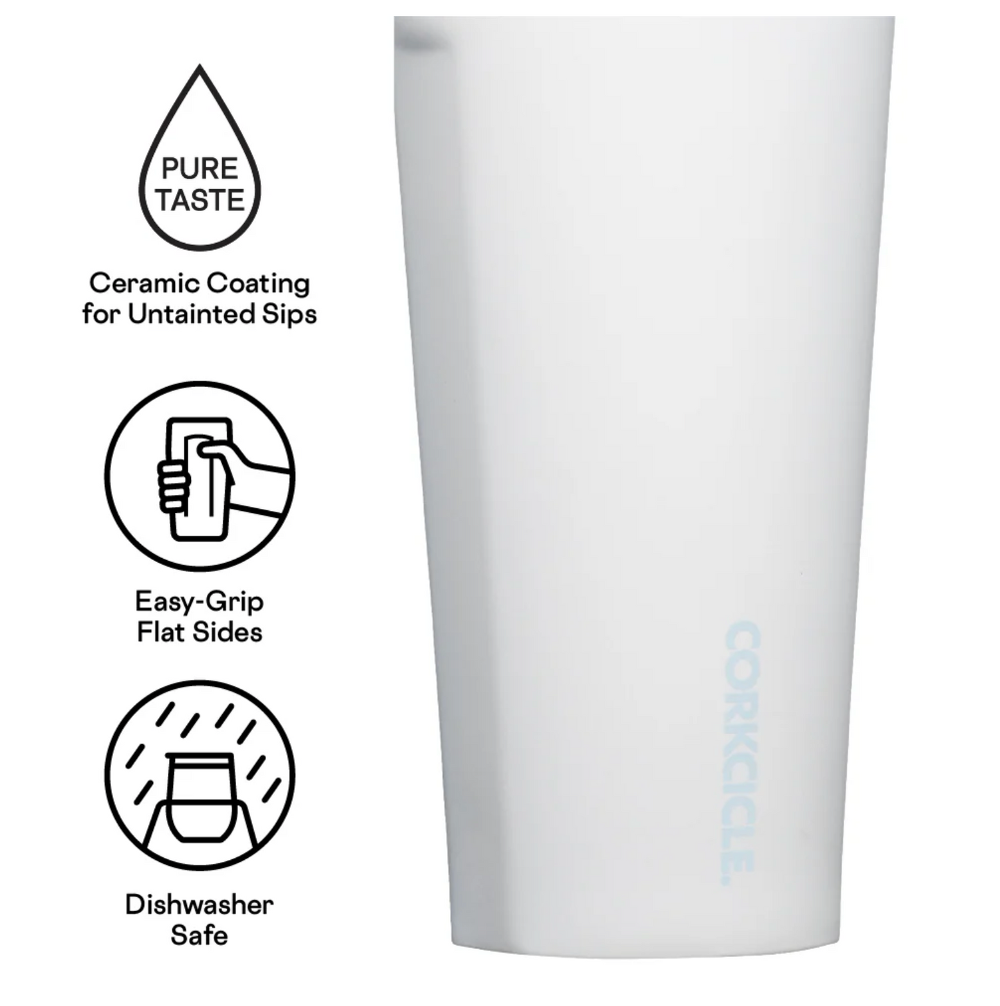 TUMBLER - 16OZ CERAMIC WHITE / POWDER BLUE