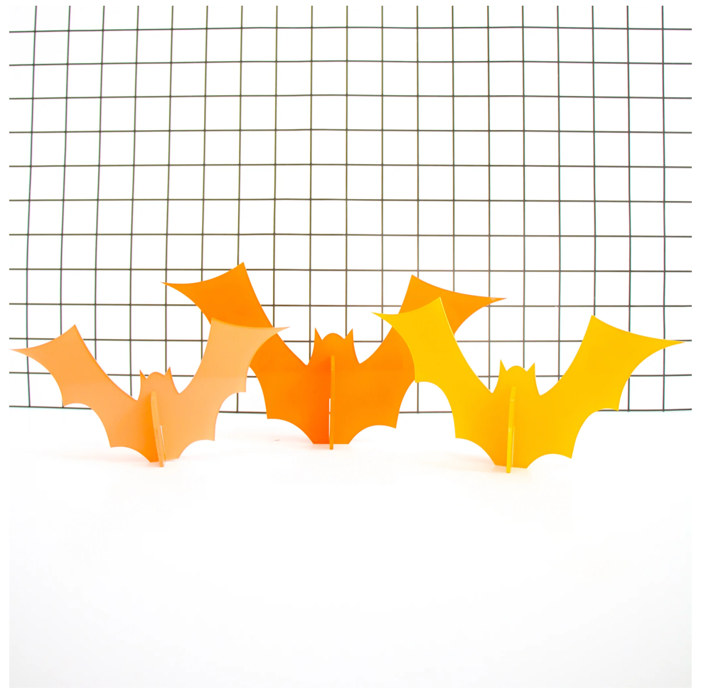 Orange Set Opaque Acrylic Bat Decorations