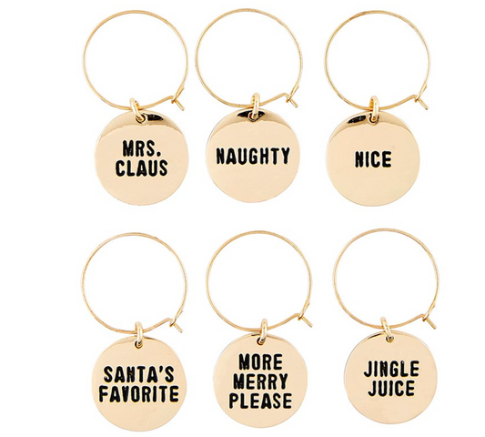 Holiday Wine Charms in Wood Box - Spirits Bright