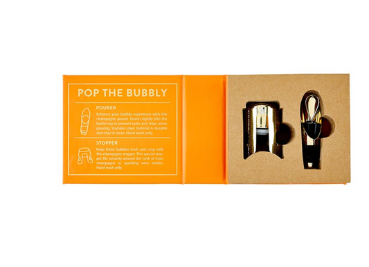 Champagne Stopper + Pourer Book Box - But First, Prosecco