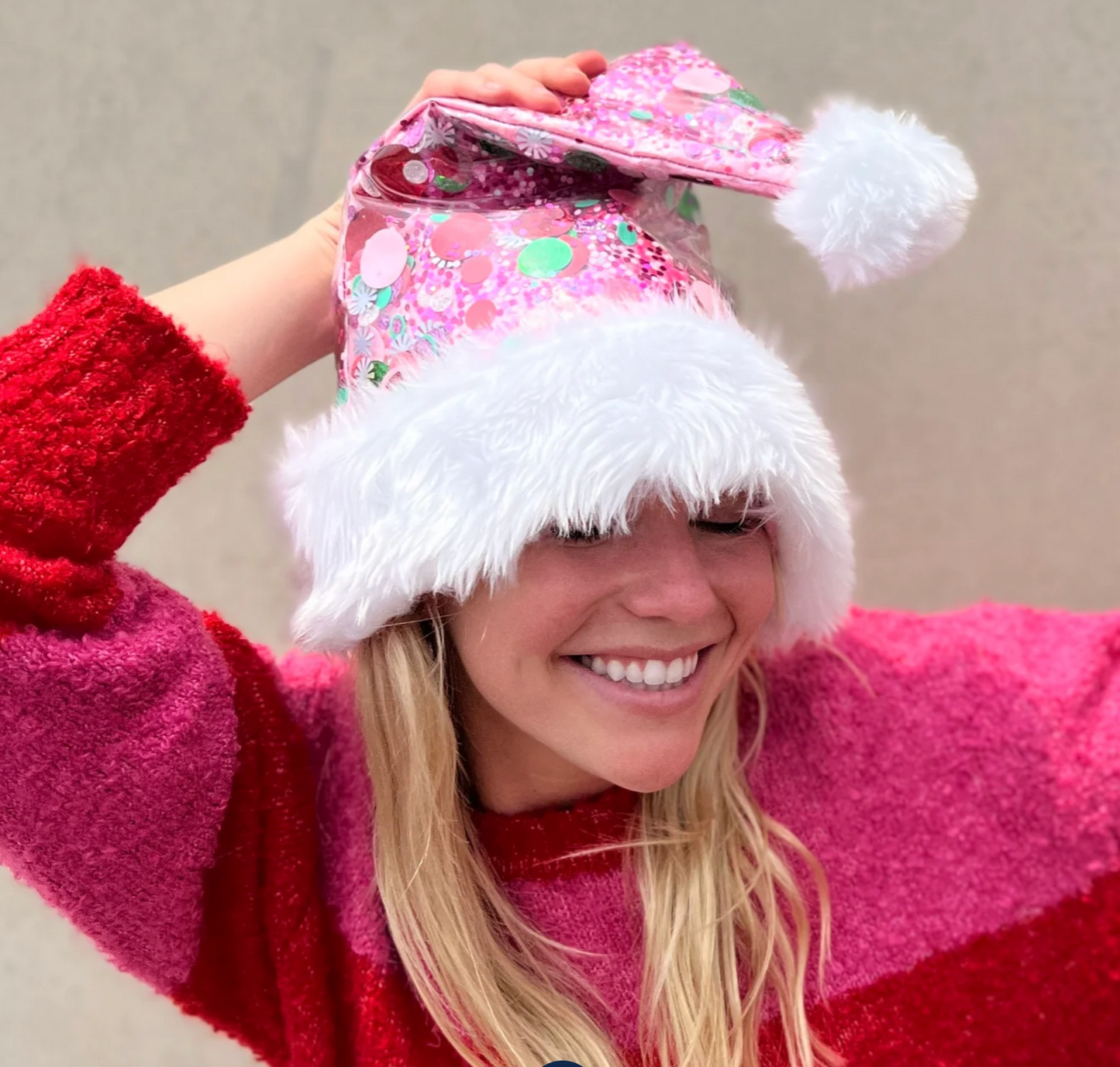 HOLIDAY SPIRIT PINK CONFETTI SANTA HAT