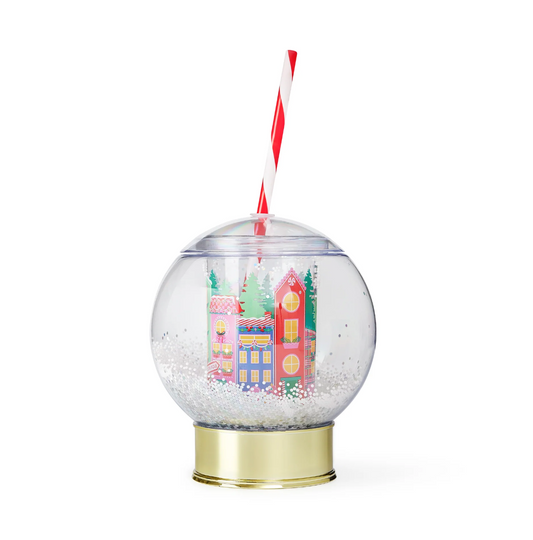 HOLIDAY VILLAGE SNOW GLOBE NOVELTY SIPPER