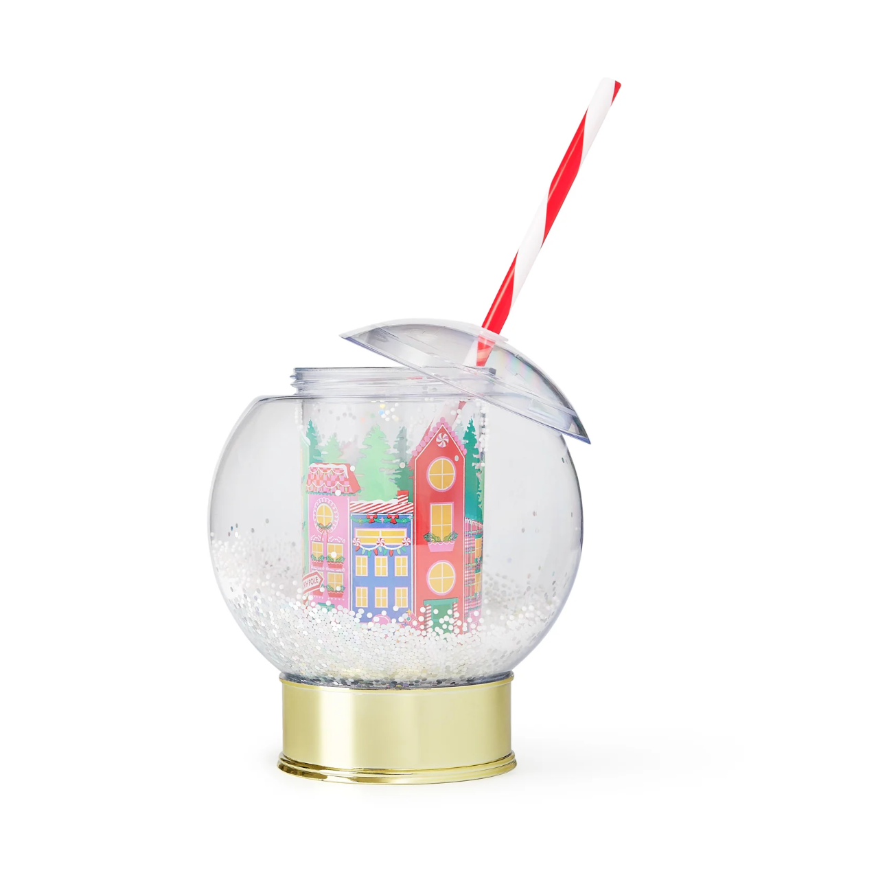 HOLIDAY VILLAGE SNOW GLOBE NOVELTY SIPPER