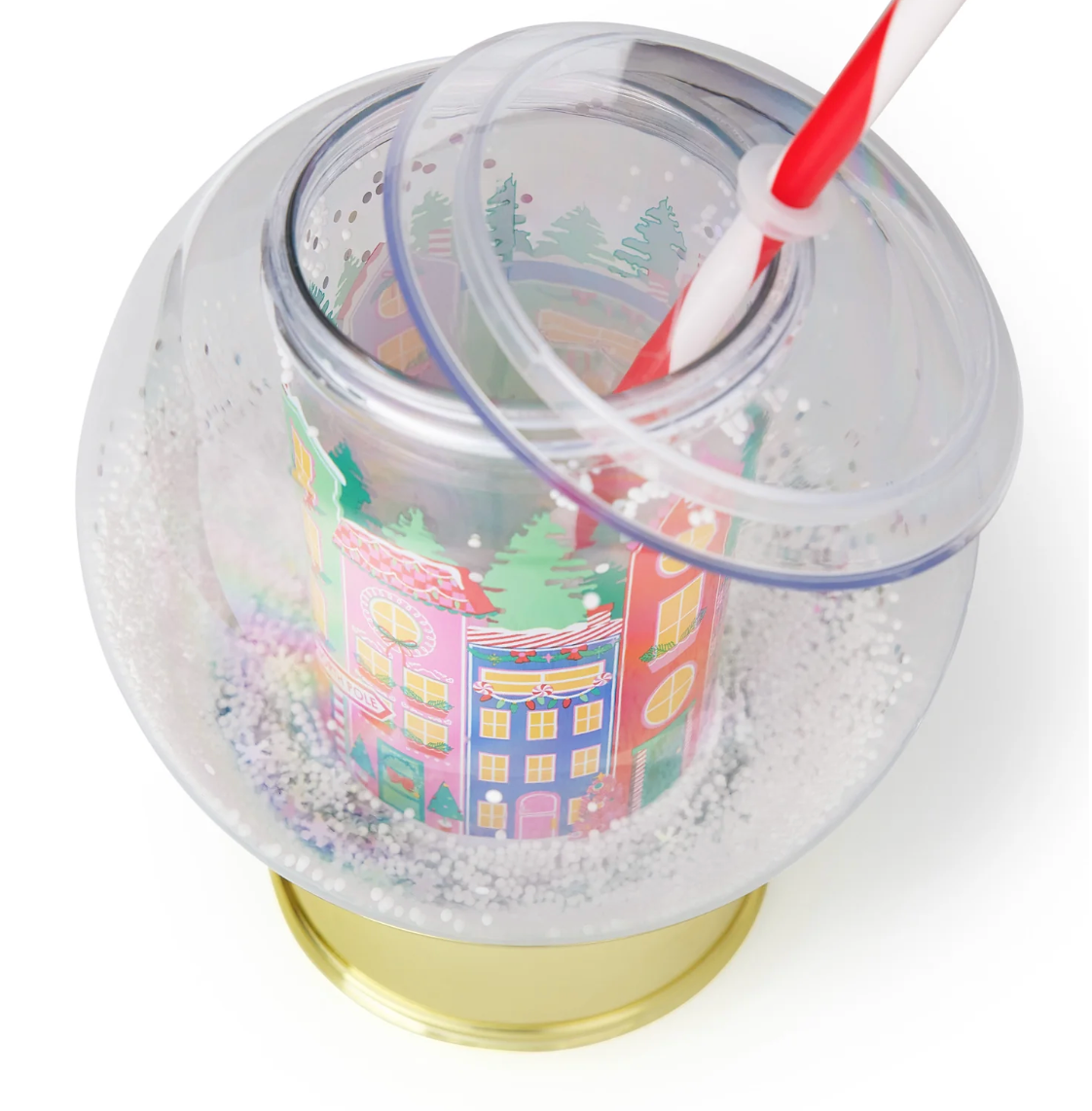 HOLIDAY VILLAGE SNOW GLOBE NOVELTY SIPPER