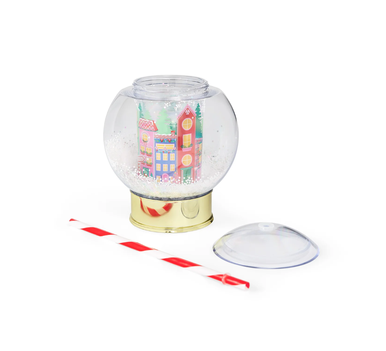 HOLIDAY VILLAGE SNOW GLOBE NOVELTY SIPPER