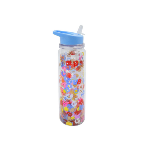 Little Letters Confetti Water Bottle with Straw