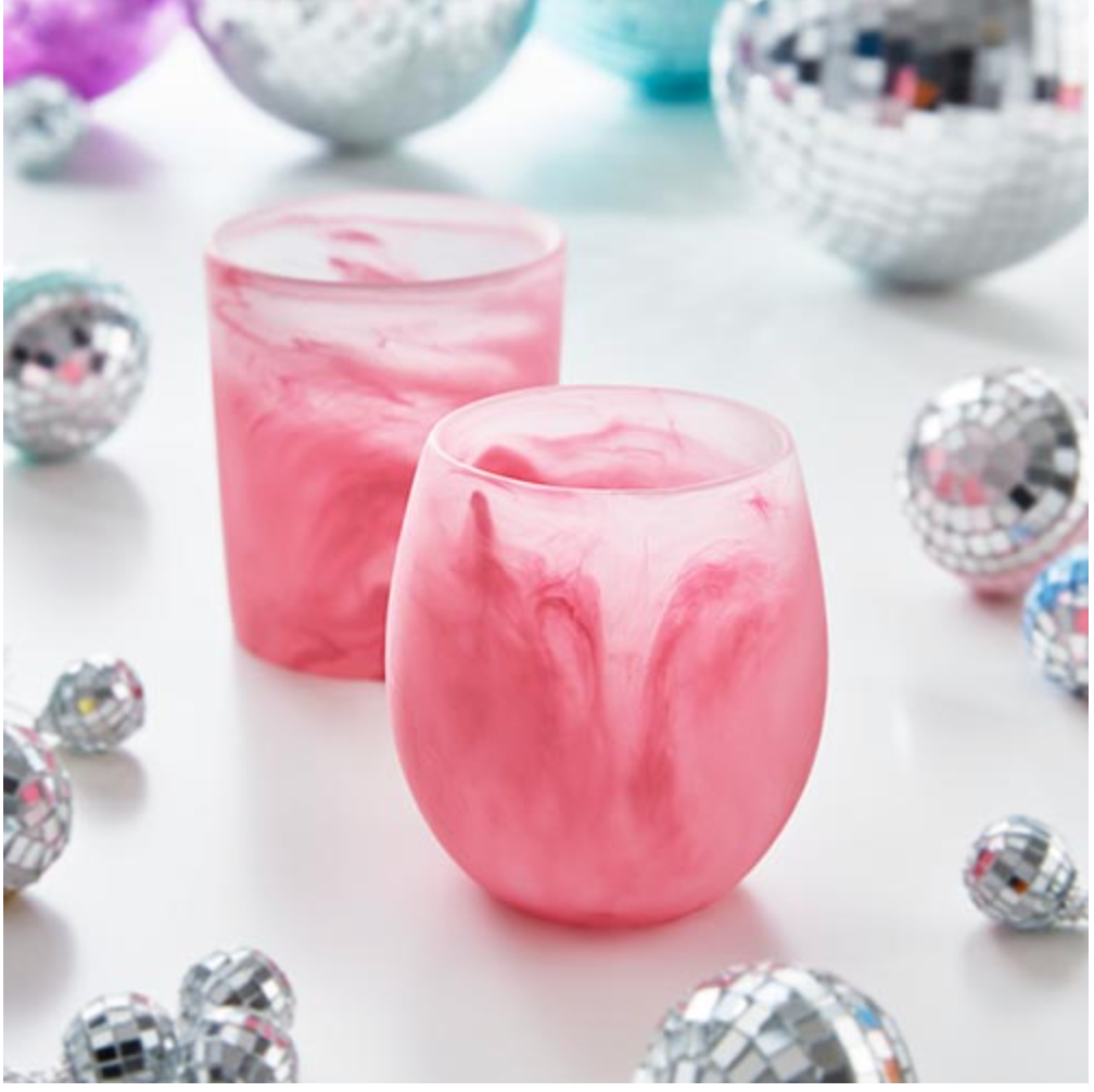 Resin Stemless Wine Glass - Pink