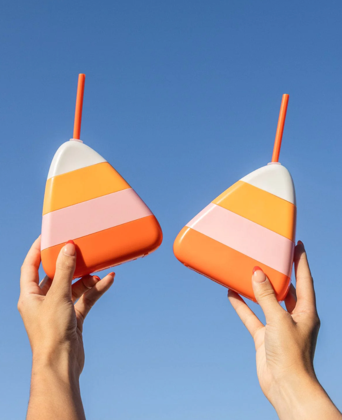 Candy corn sipper with straws