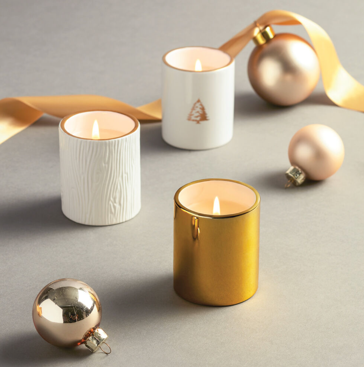 Frasier Fir Gilded Poured Candle Trio Set