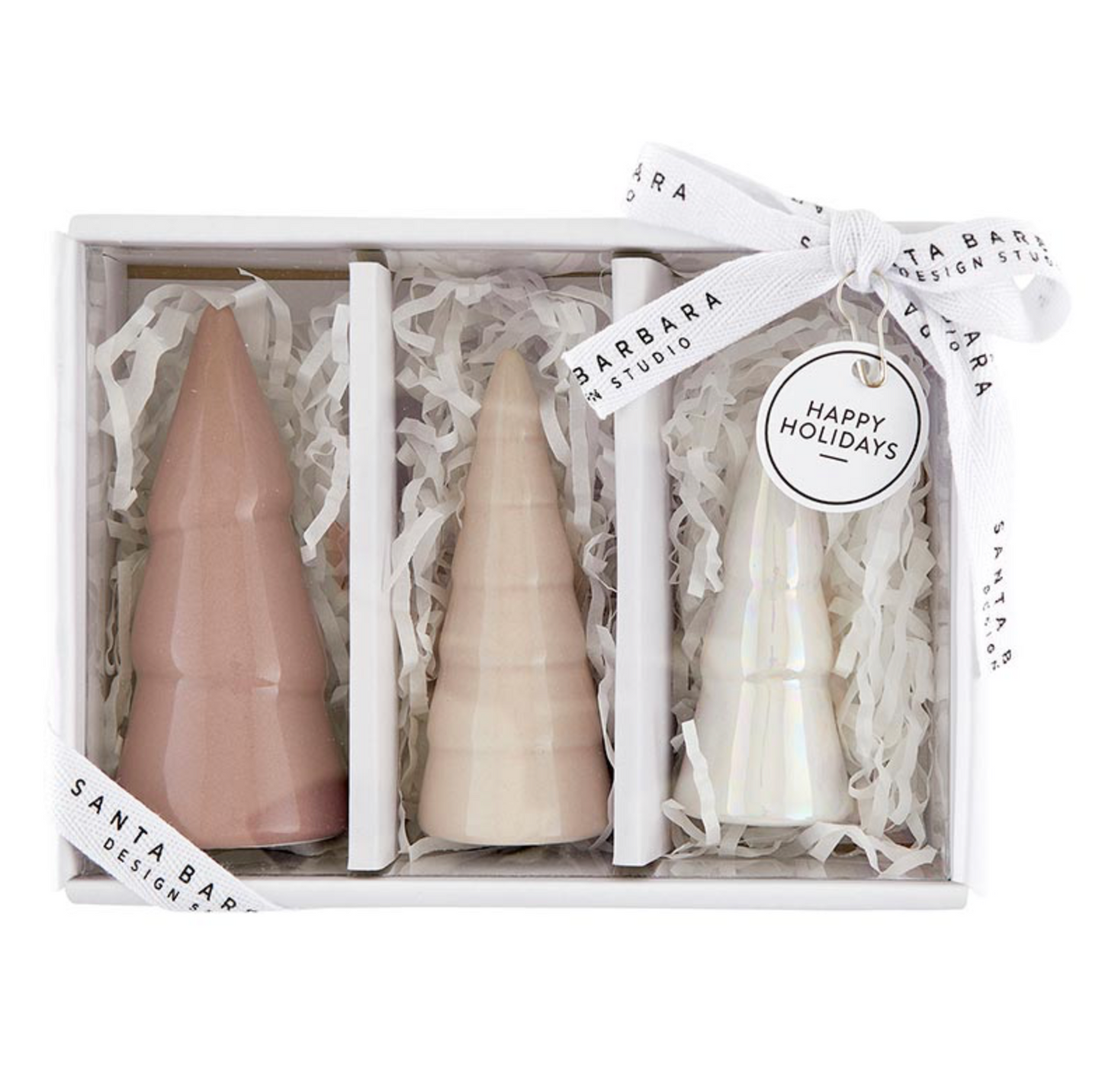 Holiday Ceramic Tree Set - Blush - Set of 3