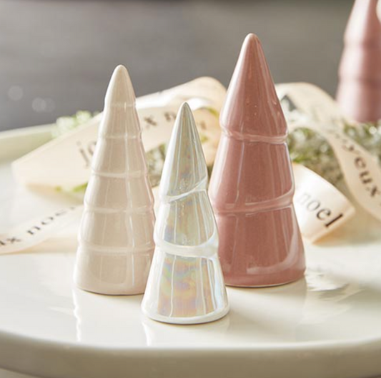 Holiday Ceramic Tree Set - Blush - Set of 3