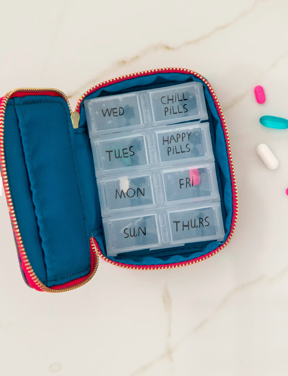 Getaway Daily Pill Case - Pink Neon Green