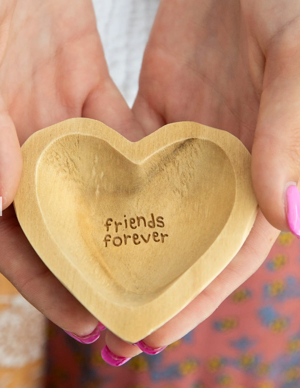 Wooden Heart Trinket Jewelry Dish - Friends Forever