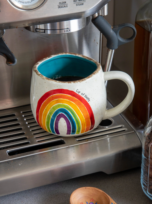 Artisan Rainbow Coffee Mug - Cup of Happy