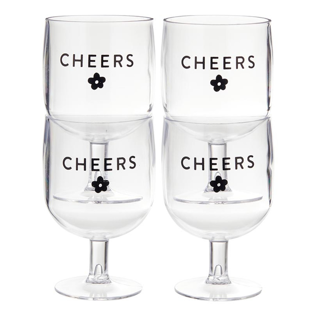 Stack Wine Glass -Cheers