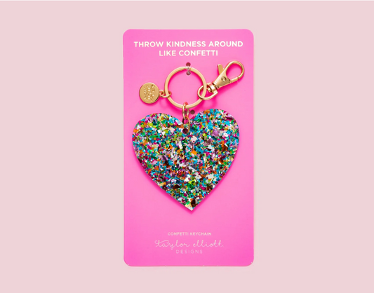 Confetti Acrylic Heart Keychain