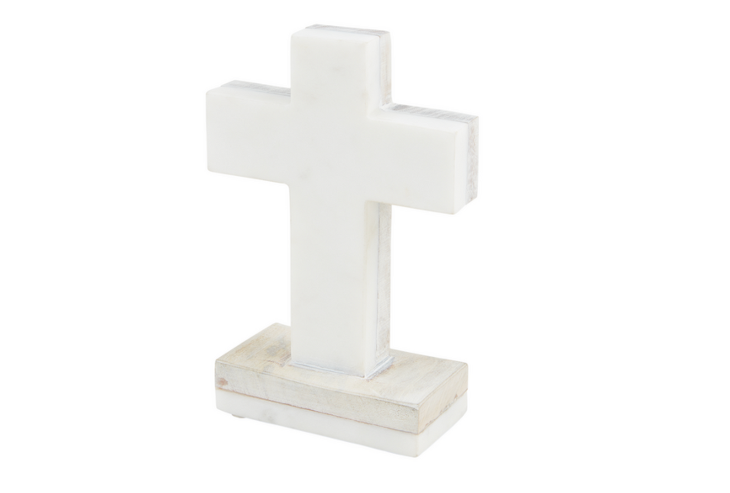 WHITE MARBLE WOOD CROSS