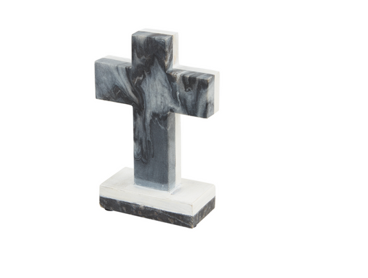 GRAY MARBLE WOOD CROSS