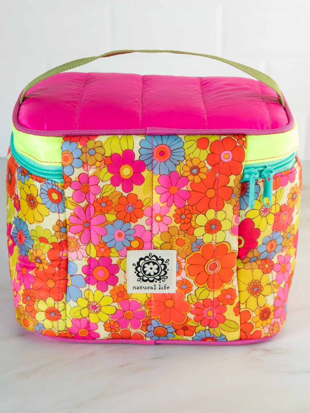 Lunchbox Mini Cooler - Yellow Pink Retro Floral