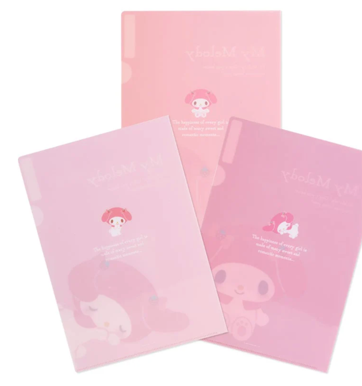 My Melody Expressions 3-pc Clear File Folder Set