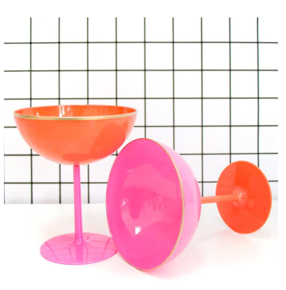 Pink and Coral Color Block Coupe Glasses