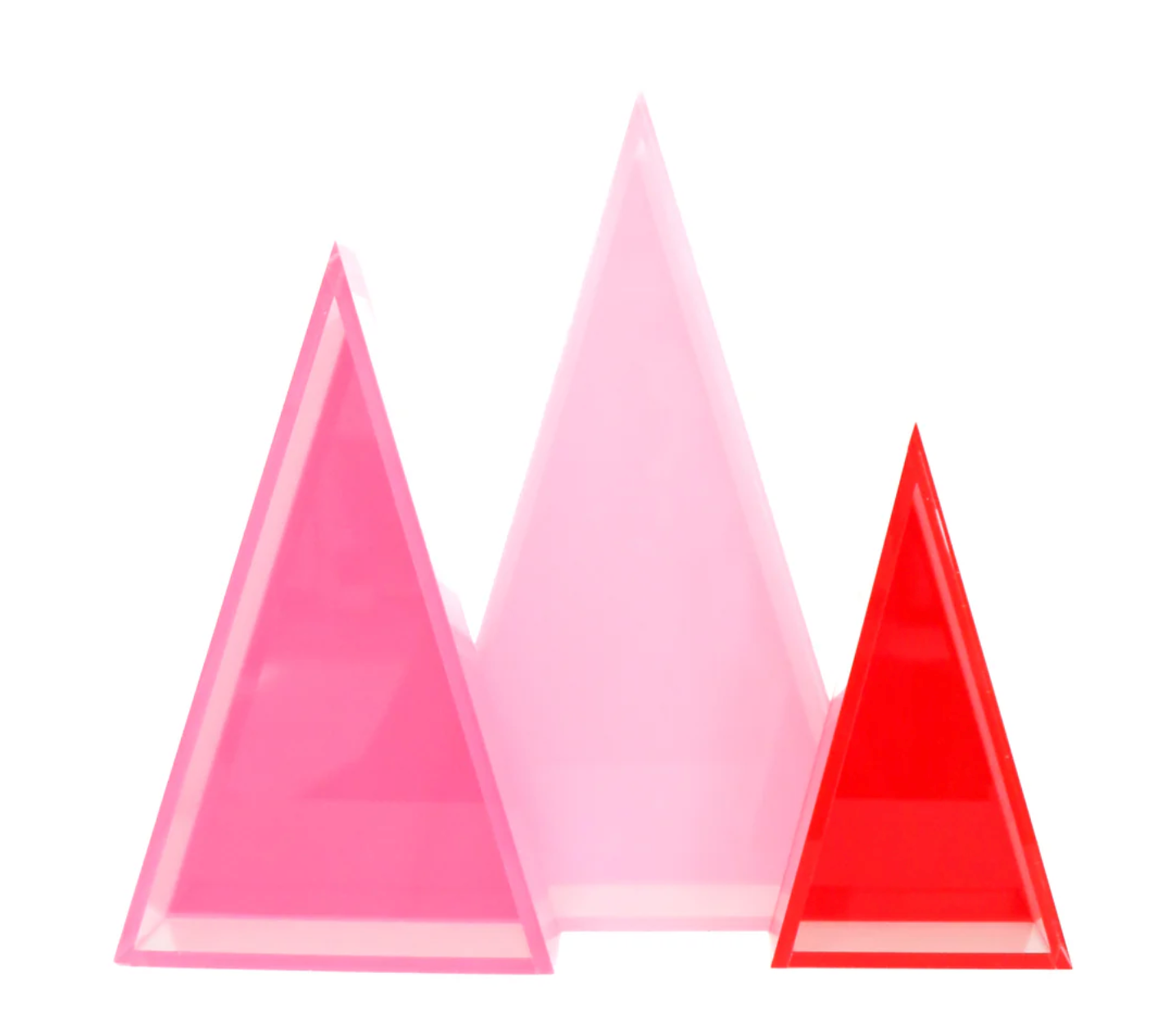 Pink and Red Set Acrylic Triangle Christmas Tree Decorations