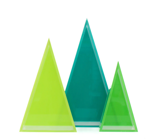 Green Set Acrylic Triangle Christmas Tree Decorations