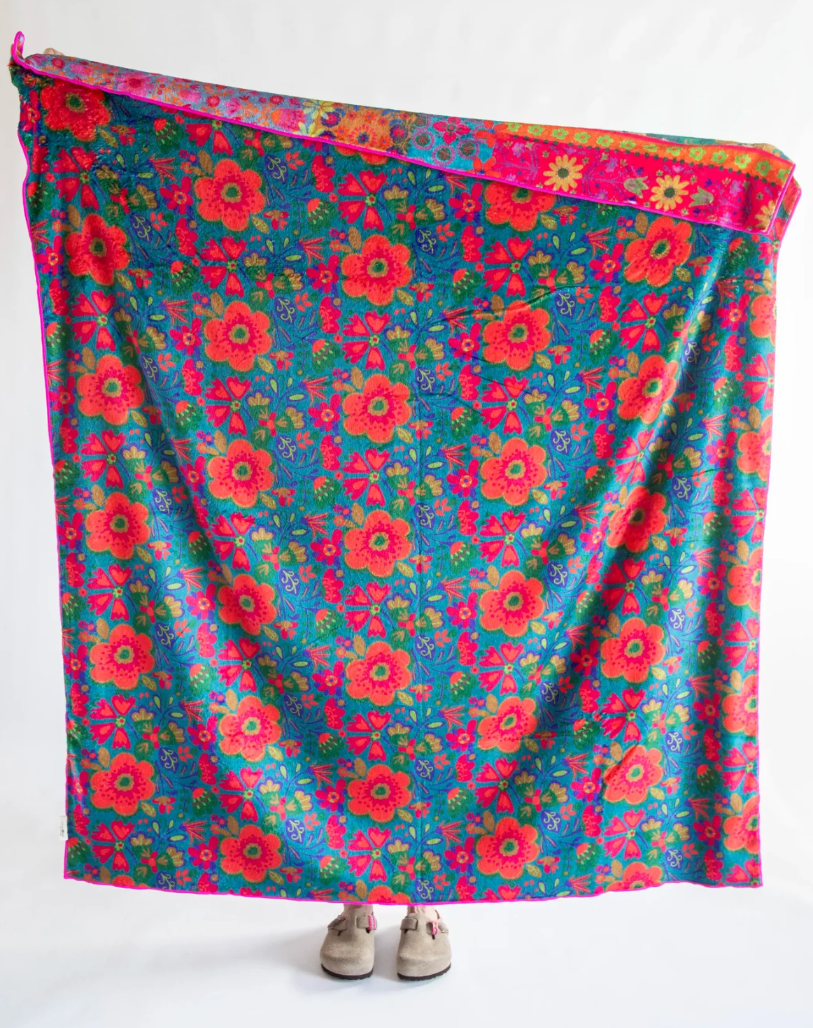 Double-Sided Cozy Throw Blanket -  Bright Patchwork