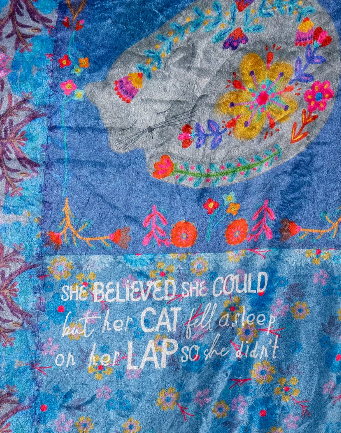 Double-Sided Cozy Throw Blanket - Teal Cat