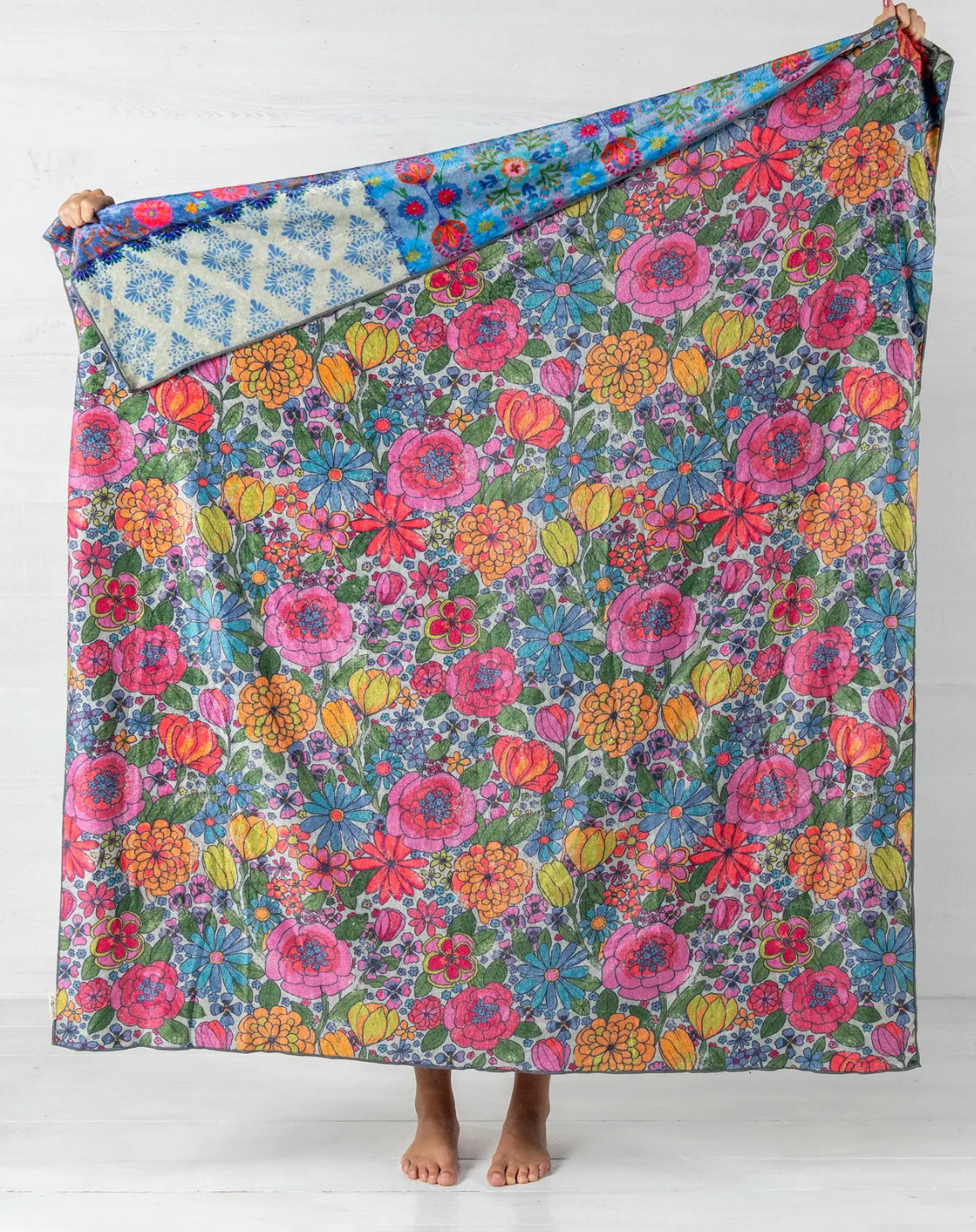 Double-Sided Cozy Throw Blanket - Teal Cat