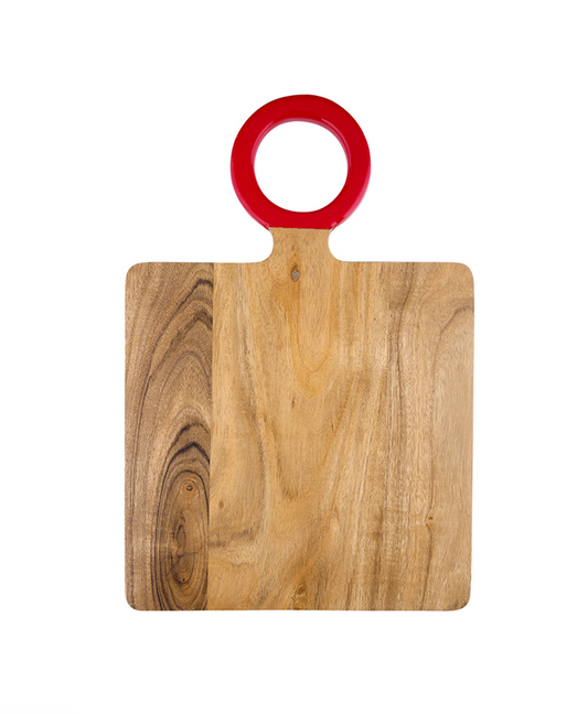 Wood Board with Enamel Handle Red