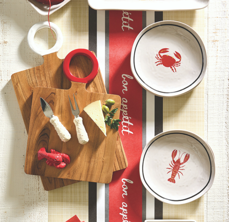 Wood Board with Enamel Handle Red