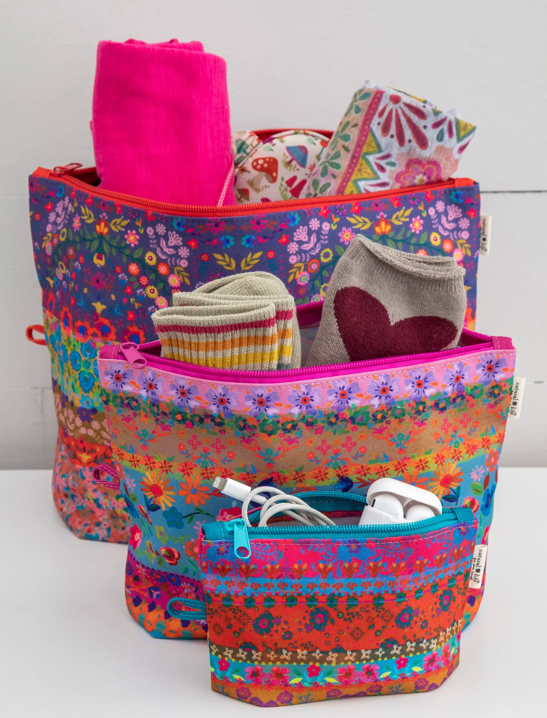 Anything & Everything Pouches, Set of 3 -Border Print