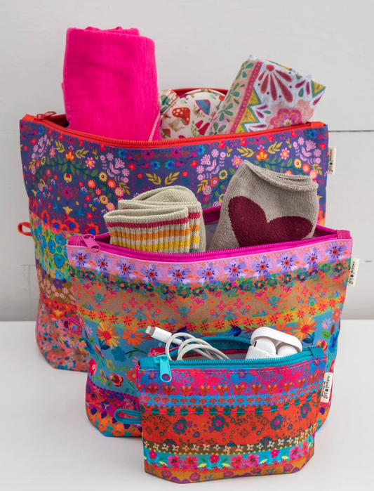 Anything & Everything Pouches, Set of 3 -Border Print