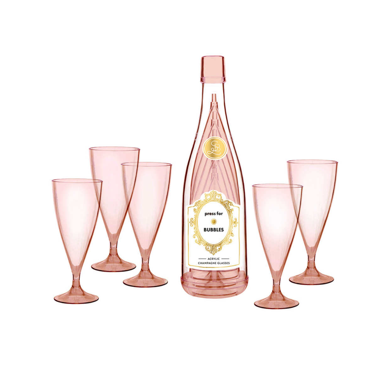 Acrylic Champagne Bottle + Glasses