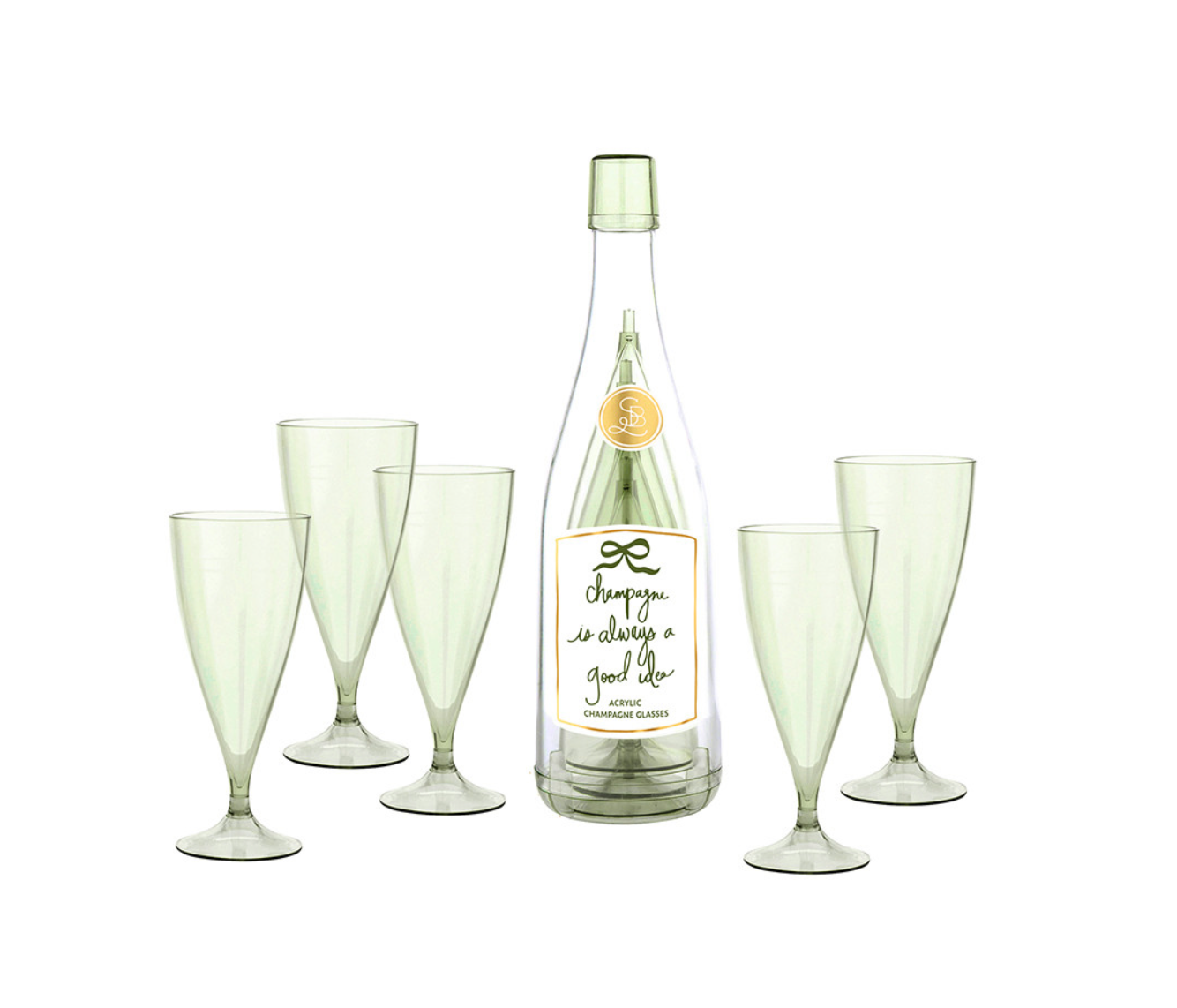 Acrylic Champagne Bottle + Glasses - Good Idea