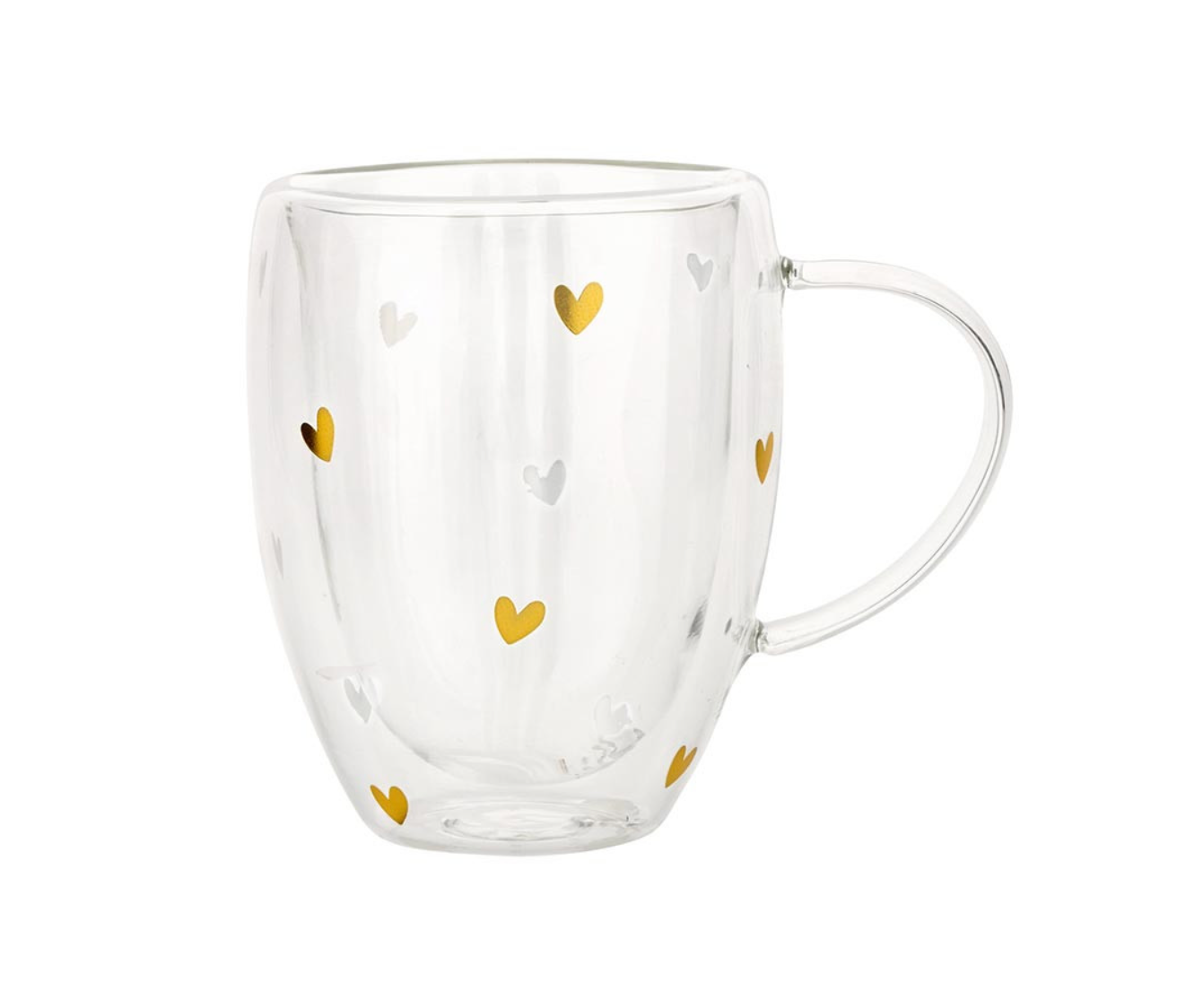 Double-Wall Mug Gold Foil Hearts