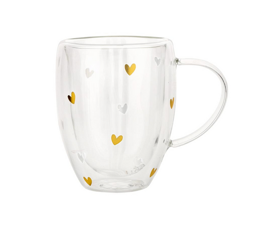 Double-Wall Mug Gold Foil Hearts