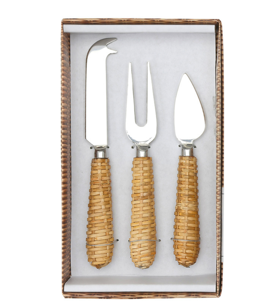 Rattan Cheese Knives - Set of 3