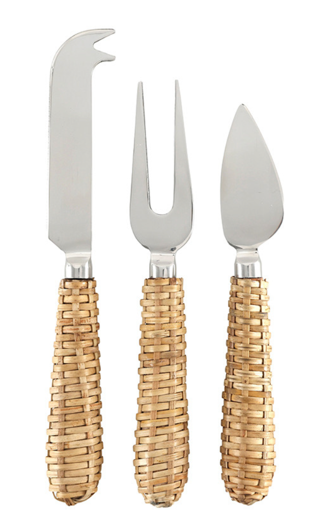 Rattan Cheese Knives - Set of 3