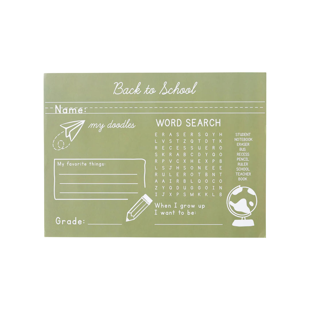 BACK TO SCHOOL GREEN CHALKBOARD PLACEMAT