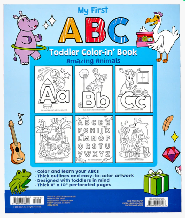 ABC: amazing animals toddler coloring book